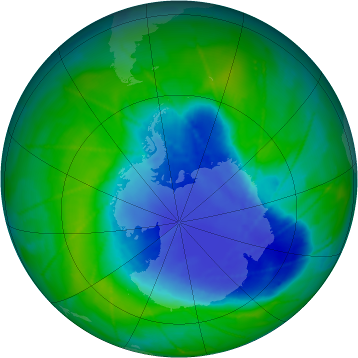 Antarctic ozone map for 06 December 2010